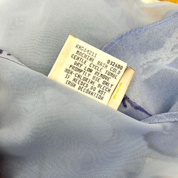 Vintage California Dynasty Sleep Set Blue Floral Sheer Satin Size Medium 1980s - Picture 11 of 12
